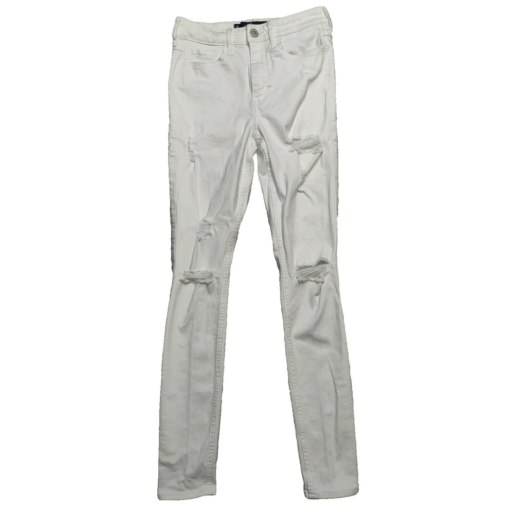 HOLLISTER Juniors 3R (26X30) High-Rise Super Skinny Classic Stretch White Jeans